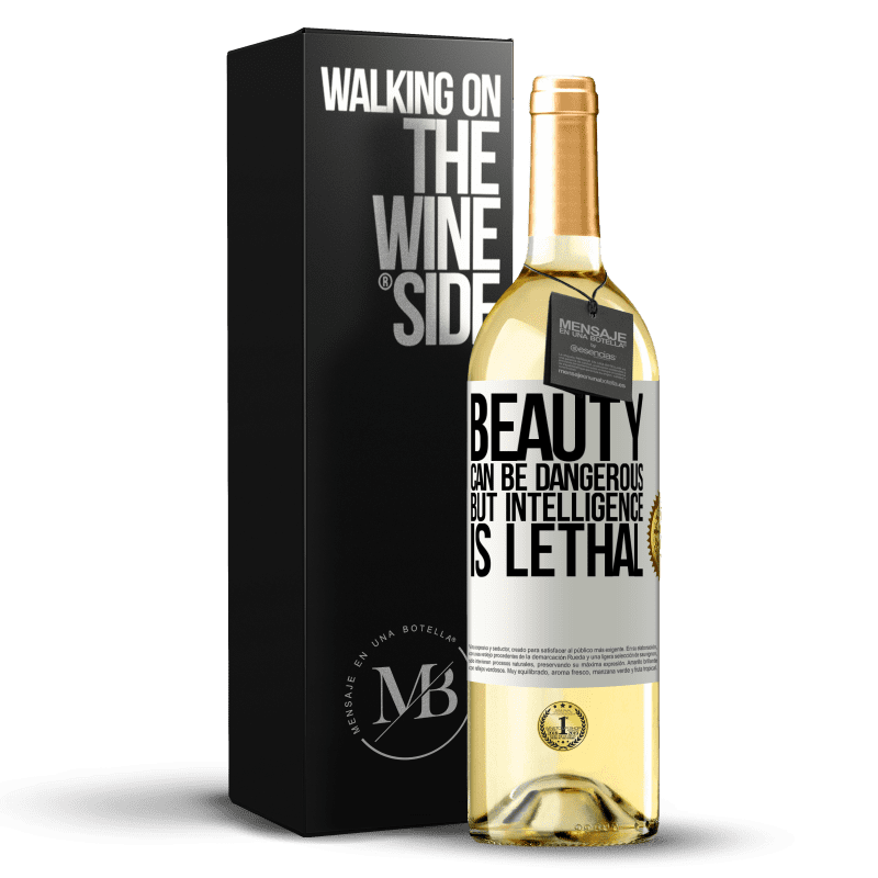 29,95 € Бесплатная доставка | Белое вино Издание WHITE Красота может быть опасна, но интеллект смертелен Белая этикетка. Настраиваемая этикетка Молодое вино Урожай 2023 Verdejo