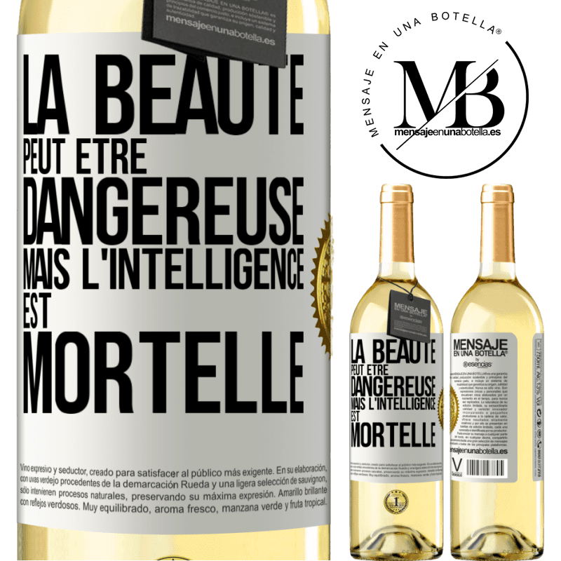 29,95 € Envoi gratuit | Vin blanc Édition WHITE La beauté peut être dangereuse, mais l'intelligence est mortelle Étiquette Blanche. Étiquette personnalisable Vin jeune Récolte 2024 Verdejo