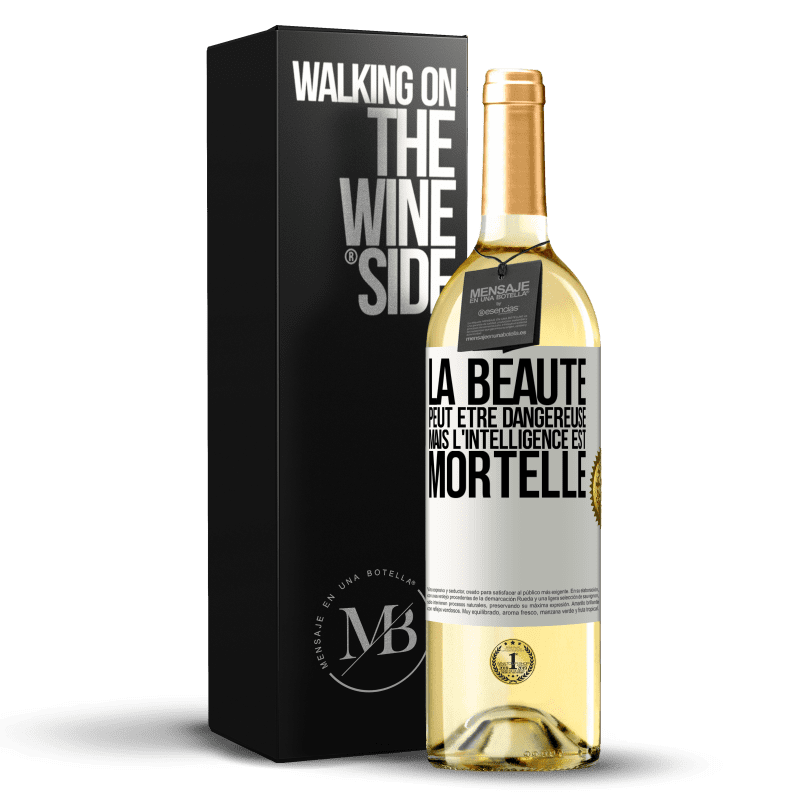 29,95 € Envoi gratuit | Vin blanc Édition WHITE La beauté peut être dangereuse, mais l'intelligence est mortelle Étiquette Blanche. Étiquette personnalisable Vin jeune Récolte 2023 Verdejo