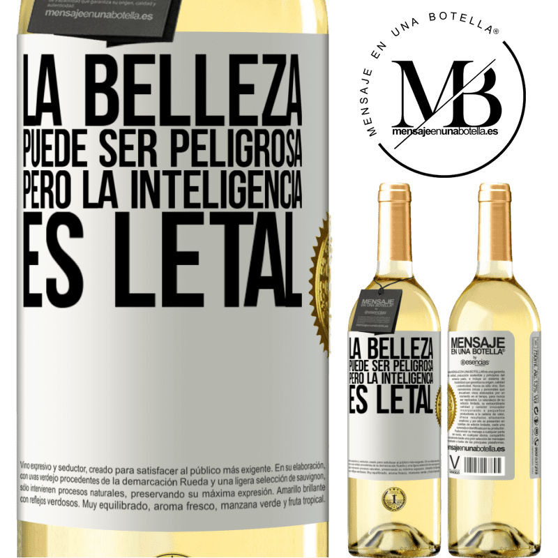 29,95 € Envío gratis | Vino Blanco Edición WHITE La belleza puede ser peligrosa, pero la inteligencia es letal Etiqueta Blanca. Etiqueta personalizable Vino joven Cosecha 2024 Verdejo