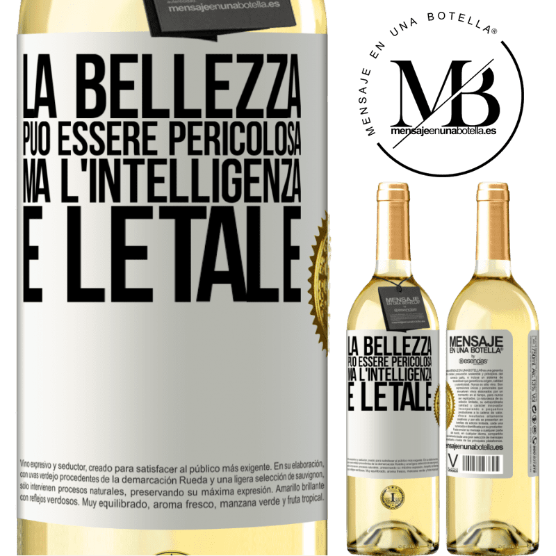 29,95 € Spedizione Gratuita | Vino bianco Edizione WHITE La bellezza può essere pericolosa, ma l'intelligenza è letale Etichetta Bianca. Etichetta personalizzabile Vino giovane Raccogliere 2024 Verdejo