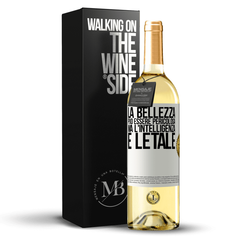 29,95 € Spedizione Gratuita | Vino bianco Edizione WHITE La bellezza può essere pericolosa, ma l'intelligenza è letale Etichetta Bianca. Etichetta personalizzabile Vino giovane Raccogliere 2025 Verdejo