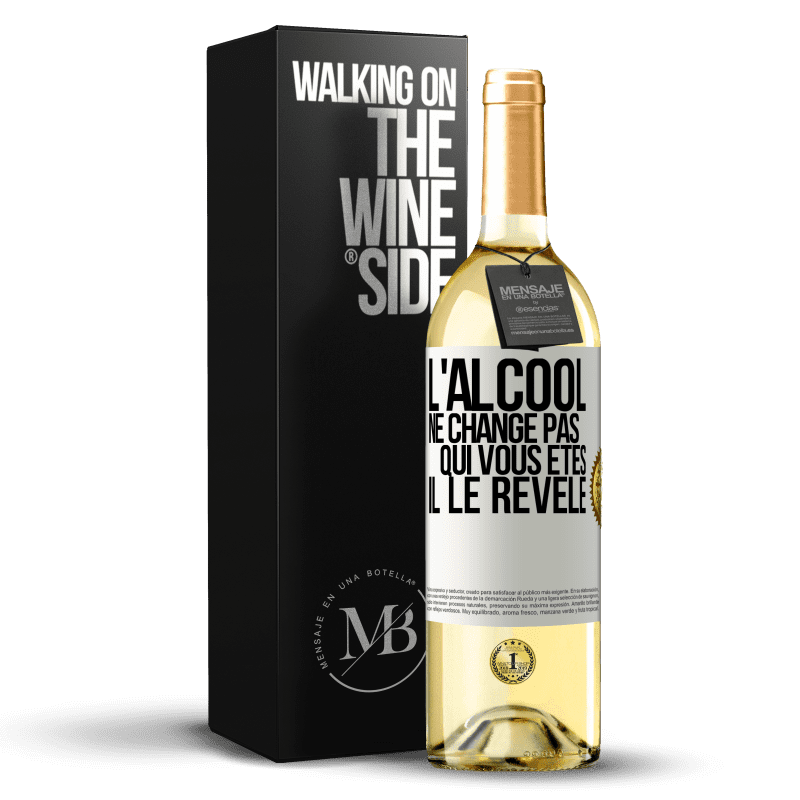 29,95 € Envoi gratuit | Vin blanc Édition WHITE L'alcool ne change pas qui vous êtes. Il le révèle Étiquette Blanche. Étiquette personnalisable Vin jeune Récolte 2024 Verdejo