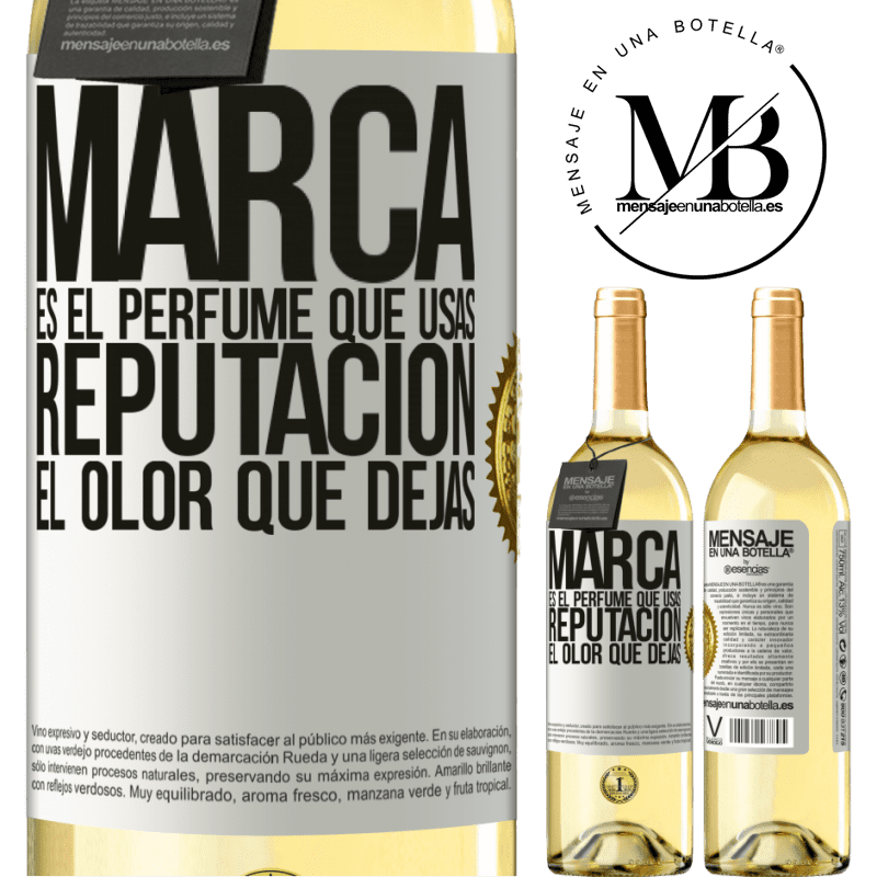 29,95 € Envoi gratuit | Vin blanc Édition WHITE La marque est le parfum que vous utilisez. Réputation, l'odeur que vous laissez Étiquette Blanche. Étiquette personnalisable Vin jeune Récolte 2022 Verdejo