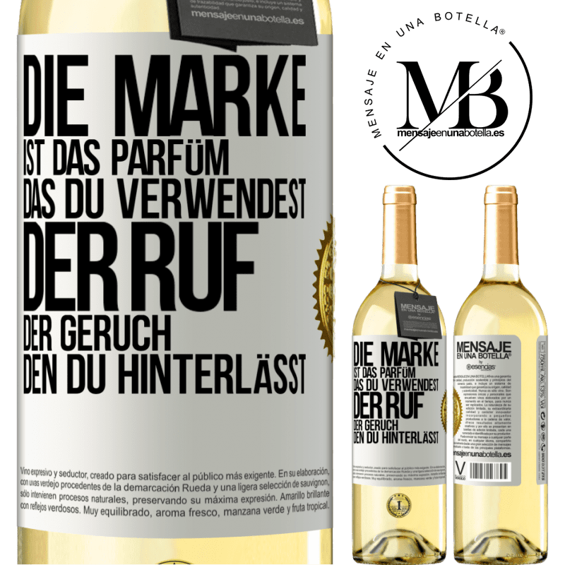 29,95 € Kostenloser Versand | Weißwein WHITE Ausgabe Die Marke ist das Parfüm, das du verwendest. Der Ruf der Geruch, den du hinterlässt Weißes Etikett. Anpassbares Etikett Junger Wein Ernte 2025 Verdejo