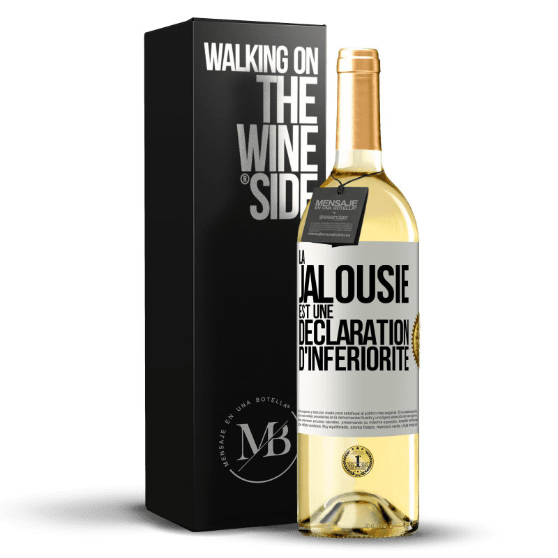 29,95 € Envoi gratuit | Vin blanc Édition WHITE La jalousie est une déclaration d'infériorité Étiquette Blanche. Étiquette personnalisable Vin jeune Récolte 2023 Verdejo