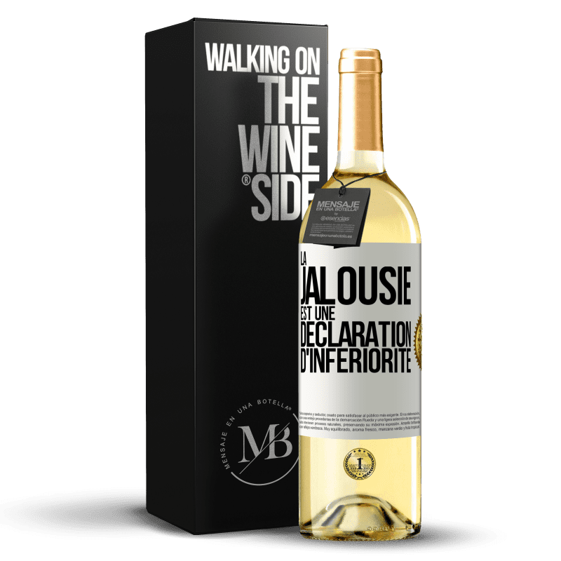 29,95 € Envoi gratuit | Vin blanc Édition WHITE La jalousie est une déclaration d'infériorité Étiquette Blanche. Étiquette personnalisable Vin jeune Récolte 2024 Verdejo