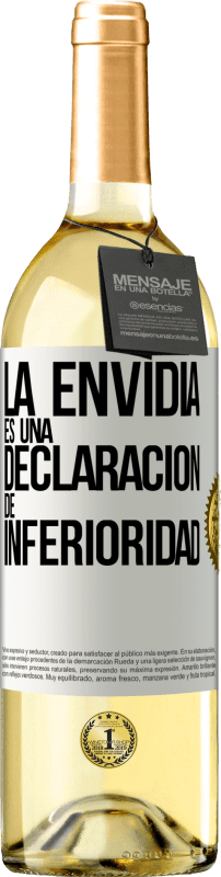 29,95 € | Vino Blanco Edición WHITE La envidia es una declaración de inferioridad Etiqueta Blanca. Etiqueta personalizable Vino joven Cosecha 2025 Verdejo