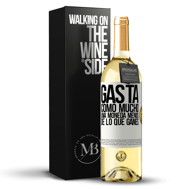 29,95 € Envío gratis | Vino Blanco Edición WHITE Gasta, como mucho, una moneda menos de lo que ganes Etiqueta Blanca. Etiqueta personalizable Vino joven Cosecha 2024 Verdejo