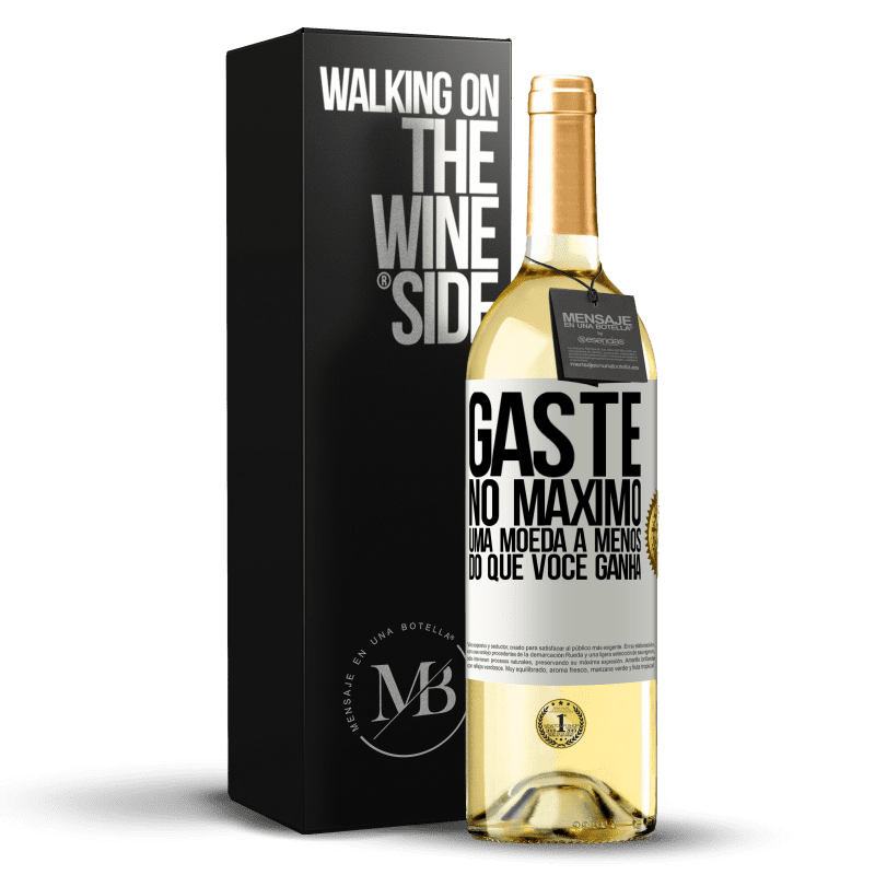 29,95 € Envio grátis | Vinho branco Edição WHITE Gaste, no máximo, uma moeda a menos do que você ganha Etiqueta Branca. Etiqueta personalizável Vinho jovem Colheita 2025 Verdejo