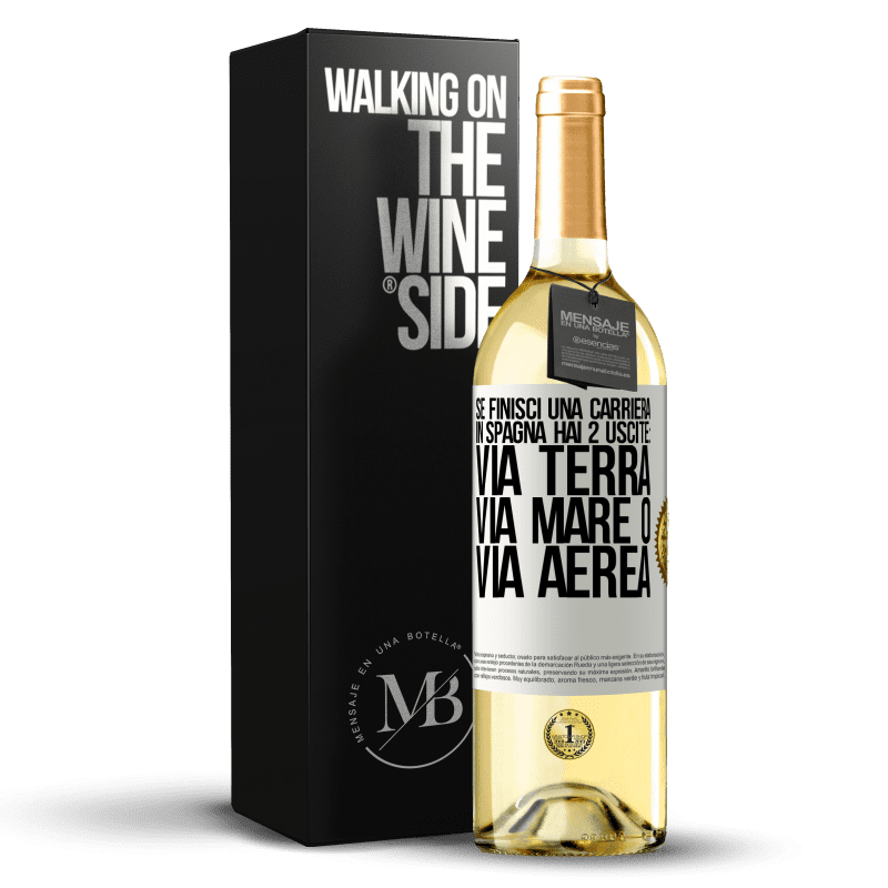 29,95 € Spedizione Gratuita | Vino bianco Edizione WHITE Se finisci una gara in Spagna hai 3 partenze: via terra, via mare o via aerea Etichetta Bianca. Etichetta personalizzabile Vino giovane Raccogliere 2024 Verdejo