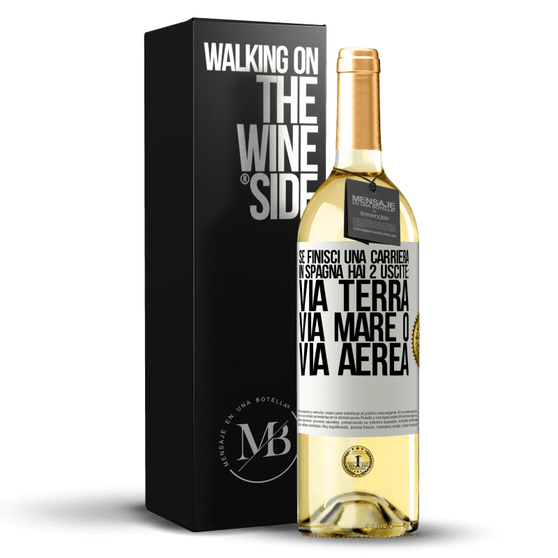 29,95 € Spedizione Gratuita | Vino bianco Edizione WHITE Se finisci una gara in Spagna hai 3 partenze: via terra, via mare o via aerea Etichetta Bianca. Etichetta personalizzabile Vino giovane Raccogliere 2025 Verdejo