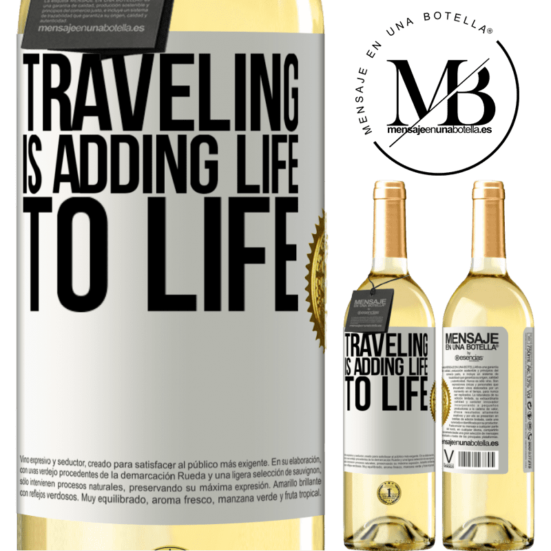 29,95 € Free Shipping | White Wine WHITE Edition Traveling is adding life to life White Label. Customizable label Young wine Harvest 2022 Verdejo