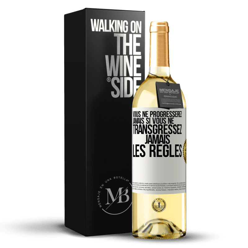 29,95 € Envoi gratuit | Vin blanc Édition WHITE Vous ne progresserez jamais si vous ne transgressez jamais les règles Étiquette Blanche. Étiquette personnalisable Vin jeune Récolte 2024 Verdejo