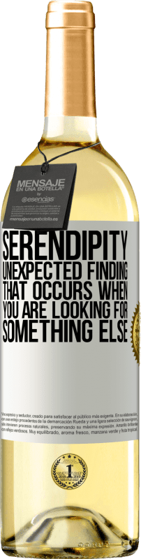 29,95 € Free Shipping | White Wine WHITE Edition Serendipity Unexpected finding that occurs when you are looking for something else White Label. Customizable label Young wine Harvest 2025 Verdejo