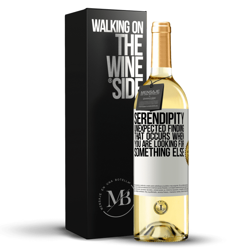 29,95 € Бесплатная доставка | Белое вино Издание WHITE Serendipity. Неожиданное обнаружение, которое происходит, когда вы ищете что-то другое Белая этикетка. Настраиваемая этикетка Молодое вино Урожай 2023 Verdejo