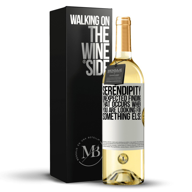 29,95 € Free Shipping | White Wine WHITE Edition Serendipity Unexpected finding that occurs when you are looking for something else White Label. Customizable label Young wine Harvest 2024 Verdejo