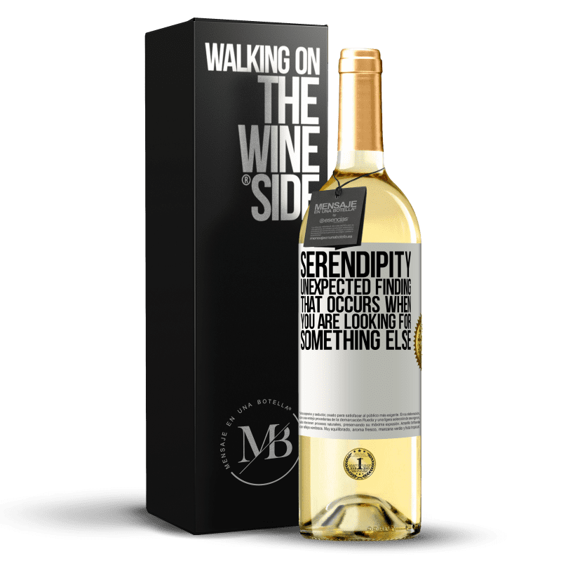 29,95 € Free Shipping | White Wine WHITE Edition Serendipity Unexpected finding that occurs when you are looking for something else White Label. Customizable label Young wine Harvest 2025 Verdejo