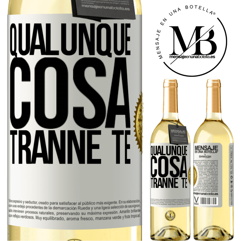 29,95 € Spedizione Gratuita | Vino bianco Edizione WHITE Qualunque cosa tranne te Etichetta Bianca. Etichetta personalizzabile Vino giovane Raccogliere 2024 Verdejo