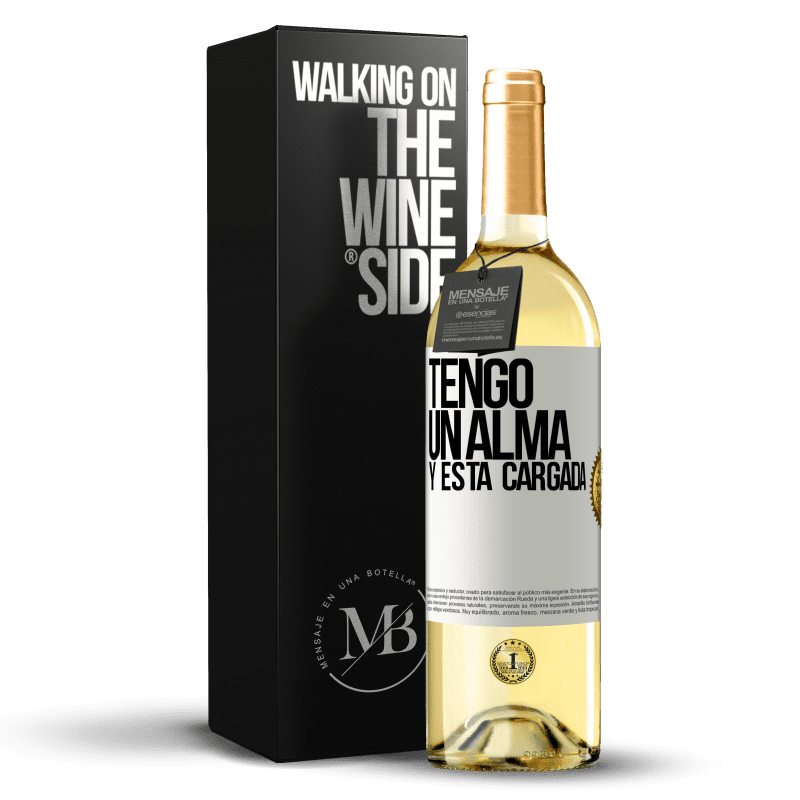 29,95 € Spedizione Gratuita | Vino bianco Edizione WHITE Tengo un alma y está cargada Etichetta Bianca. Etichetta personalizzabile Vino giovane Raccogliere 2025 Verdejo