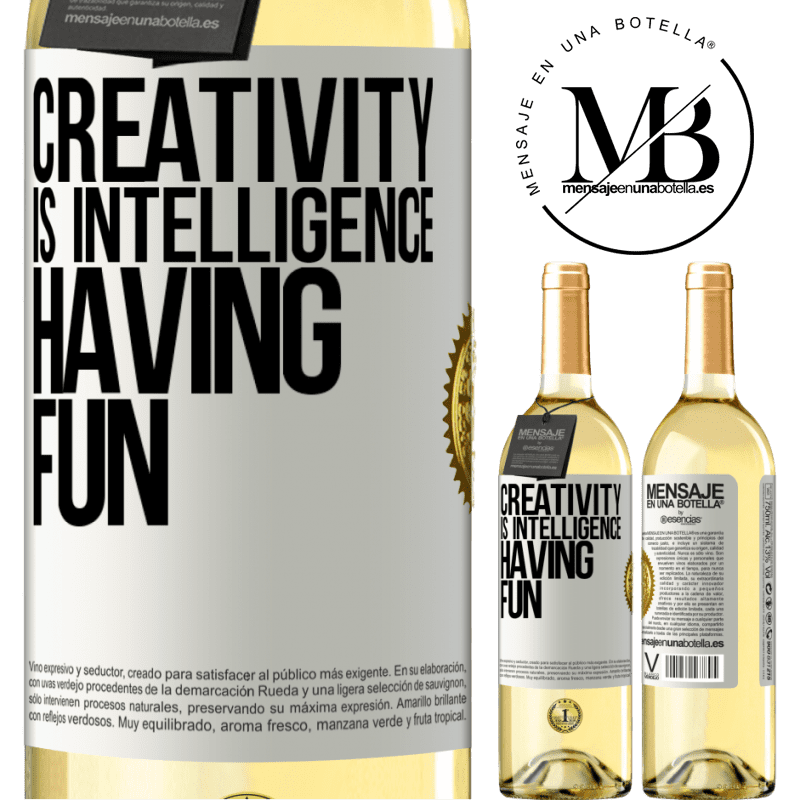 29,95 € Free Shipping | White Wine WHITE Edition Creativity is intelligence having fun White Label. Customizable label Young wine Harvest 2023 Verdejo