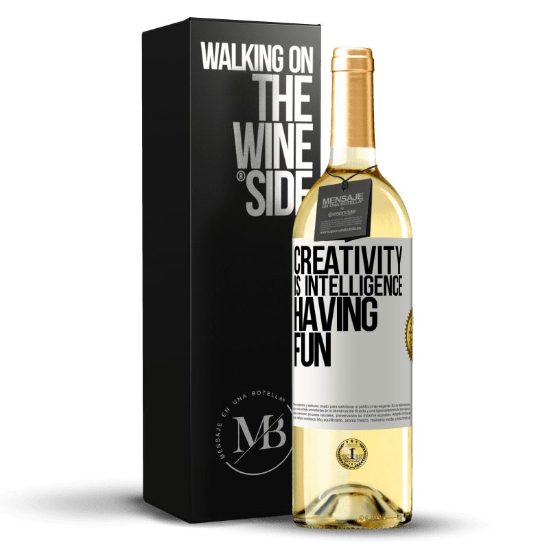 29,95 € 送料無料 | 白ワイン WHITEエディション 創造性は楽しみを持つ知性です ホワイトラベル. カスタマイズ可能なラベル 若いワイン 収穫 2023 Verdejo