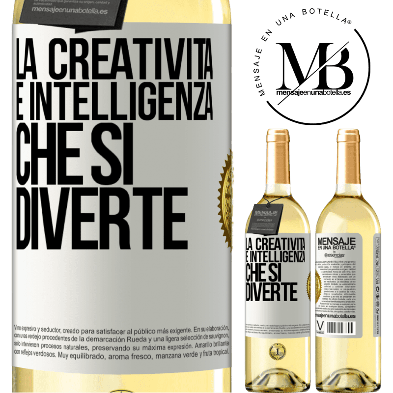 29,95 € Spedizione Gratuita | Vino bianco Edizione WHITE La creatività è intelligenza che si diverte Etichetta Bianca. Etichetta personalizzabile Vino giovane Raccogliere 2023 Verdejo