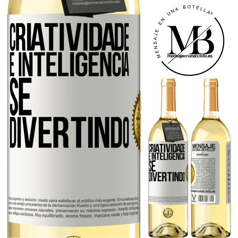 29,95 € Envio grátis | Vinho branco Edição WHITE Criatividade é inteligência se divertindo Etiqueta Branca. Etiqueta personalizável Vinho jovem Colheita 2023 Verdejo