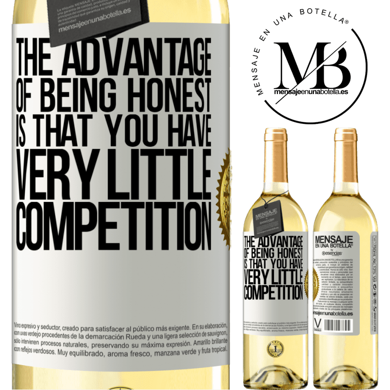 29,95 € Free Shipping | White Wine WHITE Edition The advantage of being honest is that you have very little competition White Label. Customizable label Young wine Harvest 2022 Verdejo