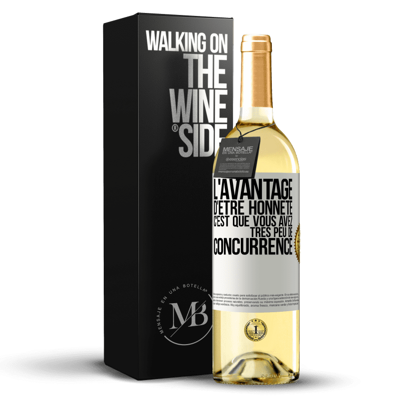 29,95 € Envoi gratuit | Vin blanc Édition WHITE L'avantage d'être honnête c'est que vous avez très peu de concurrence Étiquette Blanche. Étiquette personnalisable Vin jeune Récolte 2024 Verdejo