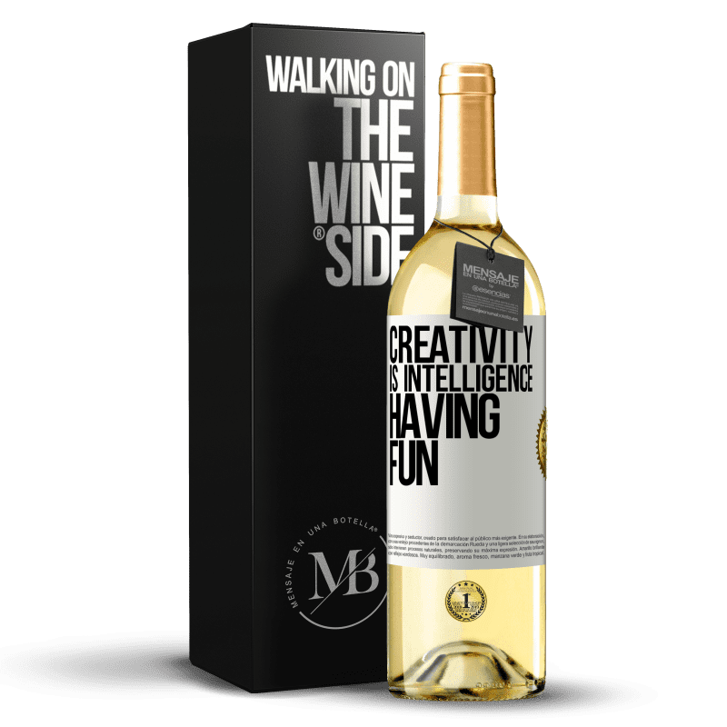 29,95 € Бесплатная доставка | Белое вино Издание WHITE Творчество - это ум, развлекающийся Белая этикетка. Настраиваемая этикетка Молодое вино Урожай 2023 Verdejo