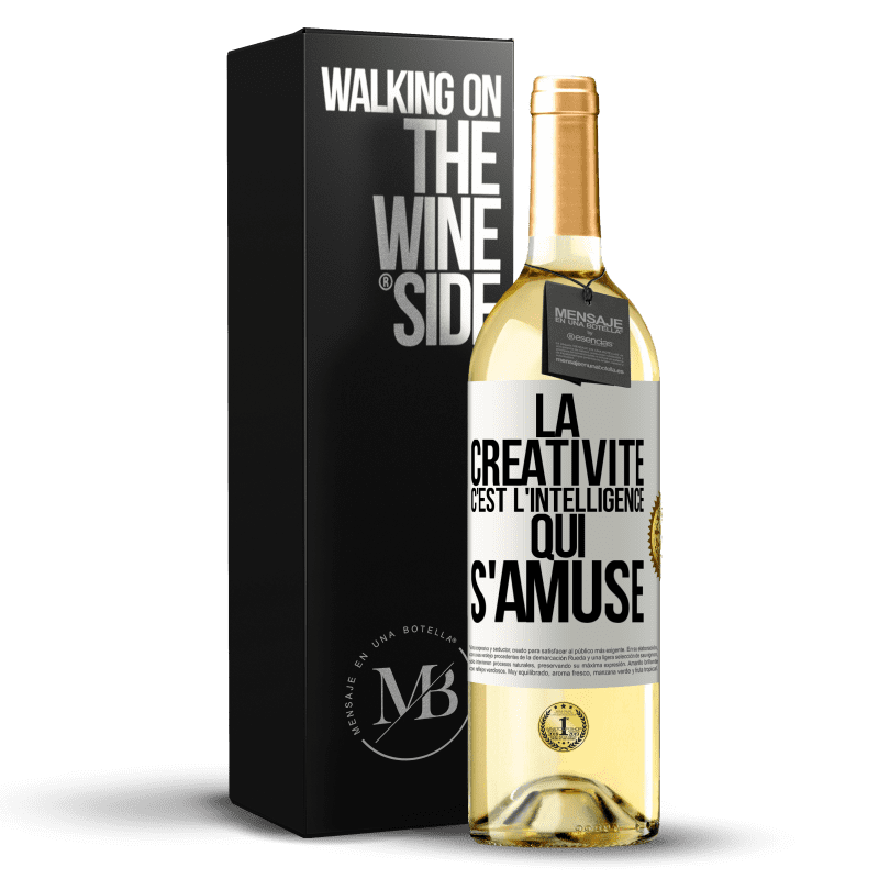 29,95 € Envoi gratuit | Vin blanc Édition WHITE La créativité c'est l'intelligence qui s'amuse Étiquette Blanche. Étiquette personnalisable Vin jeune Récolte 2024 Verdejo