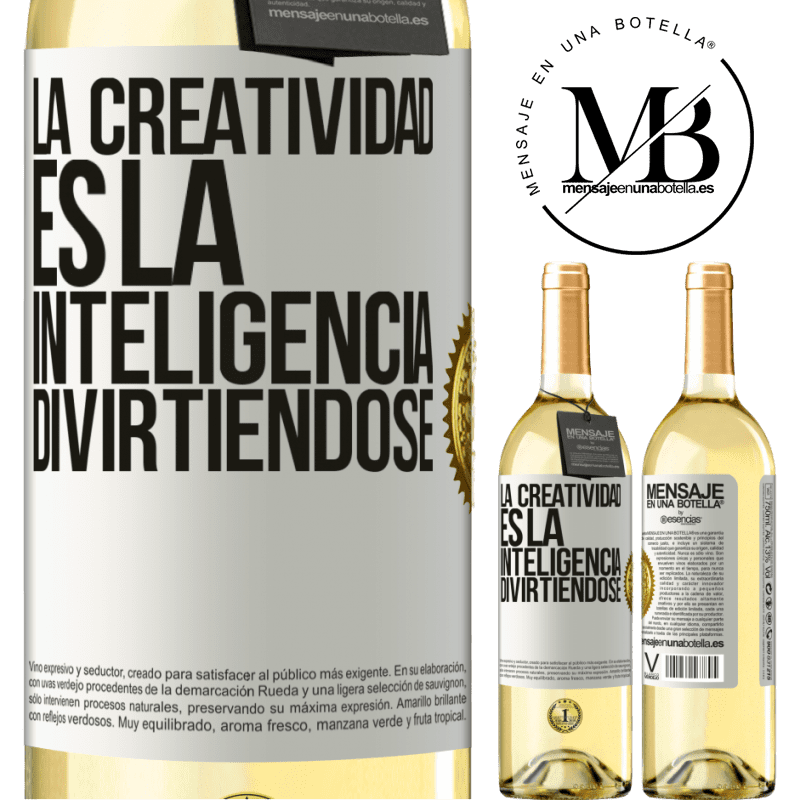 29,95 € Envoi gratuit | Vin blanc Édition WHITE La créativité, c'est l'intelligence qui s'amuse Étiquette Blanche. Étiquette personnalisable Vin jeune Récolte 2022 Verdejo