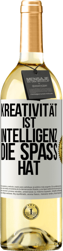 29,95 € | Weißwein WHITE Ausgabe Kreativität ist Intelligenz, die Spaß hat Weißes Etikett. Anpassbares Etikett Junger Wein Ernte 2023 Verdejo