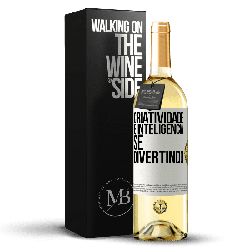 29,95 € Envio grátis | Vinho branco Edição WHITE Criatividade é inteligência se divertindo Etiqueta Branca. Etiqueta personalizável Vinho jovem Colheita 2024 Verdejo