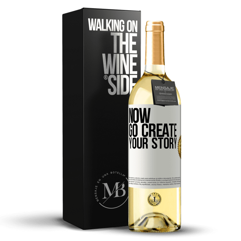 29,95 € Envío gratis | Vino Blanco Edición WHITE Now, go create your story Etiqueta Blanca. Etiqueta personalizable Vino joven Cosecha 2025 Verdejo