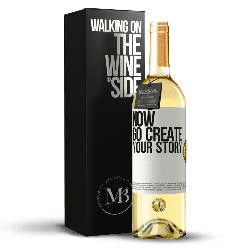 29,95 € Kostenloser Versand | Weißwein WHITE Ausgabe Now, go create your story Weißes Etikett. Anpassbares Etikett Junger Wein Ernte 2023 Verdejo