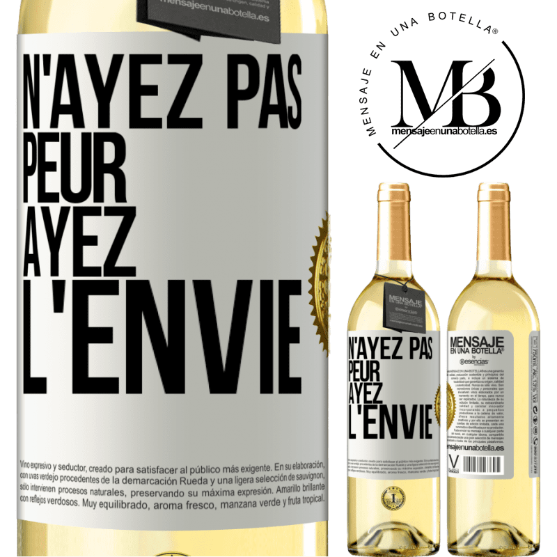 29,95 € Envoi gratuit | Vin blanc Édition WHITE N'ayez pas peur, ayez l'envie Étiquette Blanche. Étiquette personnalisable Vin jeune Récolte 2023 Verdejo