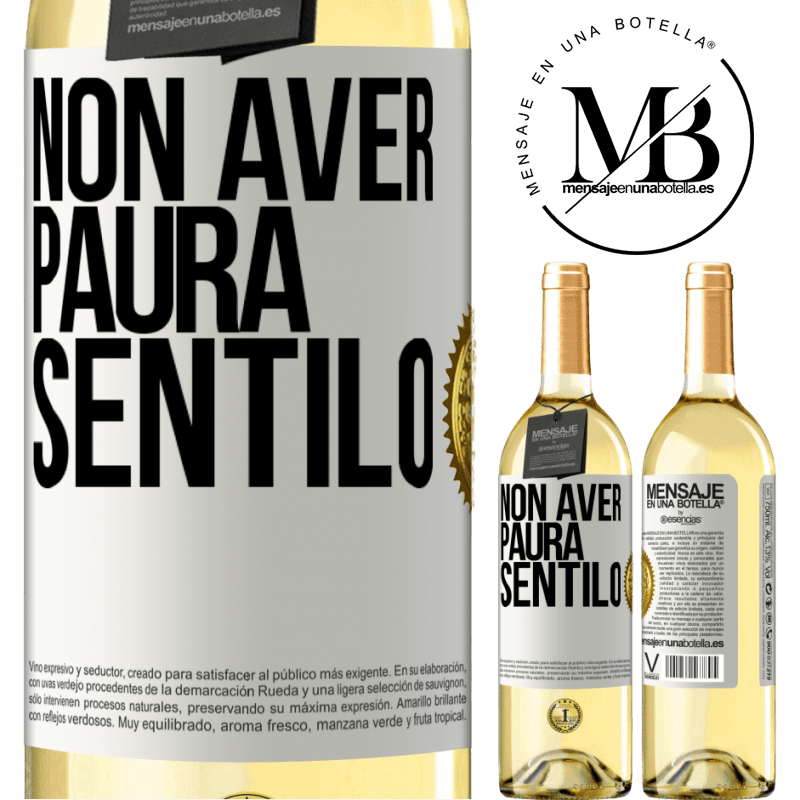29,95 € Spedizione Gratuita | Vino bianco Edizione WHITE Non aver paura, sentilo Etichetta Bianca. Etichetta personalizzabile Vino giovane Raccogliere 2025 Verdejo