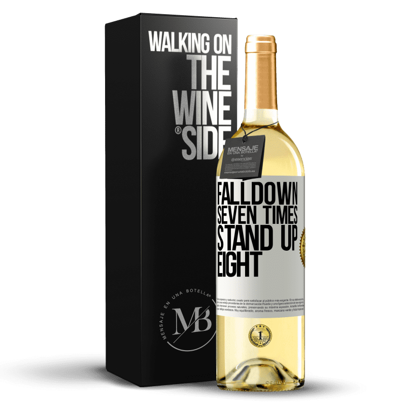 29,95 € Envío gratis | Vino Blanco Edición WHITE Falldown seven times. Stand up eight Etiqueta Blanca. Etiqueta personalizable Vino joven Cosecha 2025 Verdejo