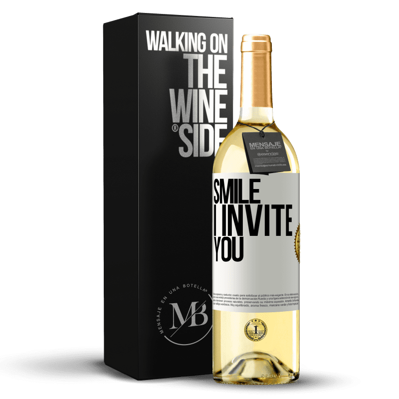 29,95 € Free Shipping | White Wine WHITE Edition Smile I invite you White Label. Customizable label Young wine Harvest 2023 Verdejo