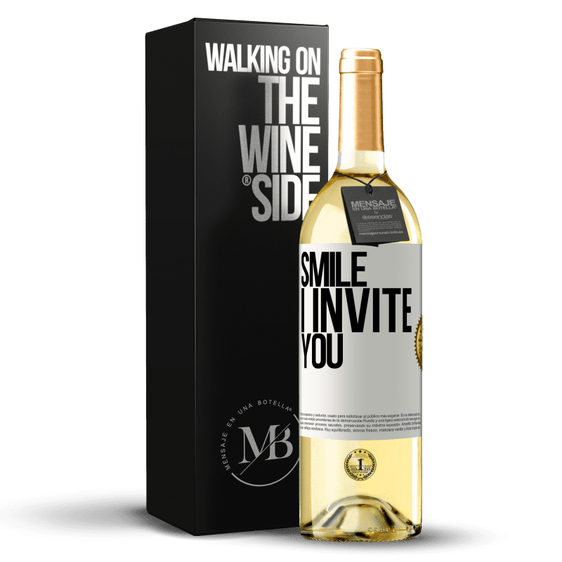29,95 € Free Shipping | White Wine WHITE Edition Smile I invite you White Label. Customizable label Young wine Harvest 2025 Verdejo