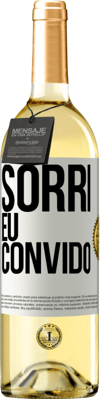 Envio grátis | Vinho branco Edição WHITE Sorri eu convido Etiqueta Branca. Etiqueta personalizável Vinho jovem Colheita 2023 Verdejo