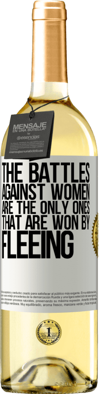 29,95 € 送料無料 | 白ワイン WHITEエディション 女性との戦いは逃げることで勝つ唯一のものです ホワイトラベル. カスタマイズ可能なラベル 若いワイン 収穫 2023 Verdejo