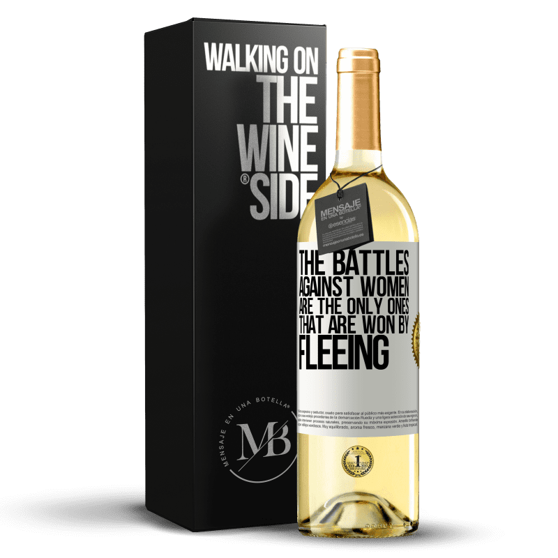 29,95 € 免费送货 | 白葡萄酒 WHITE版 与妇女的斗争是唯一通过逃亡赢得的战争 白标. 可自定义的标签 青年酒 收成 2023 Verdejo