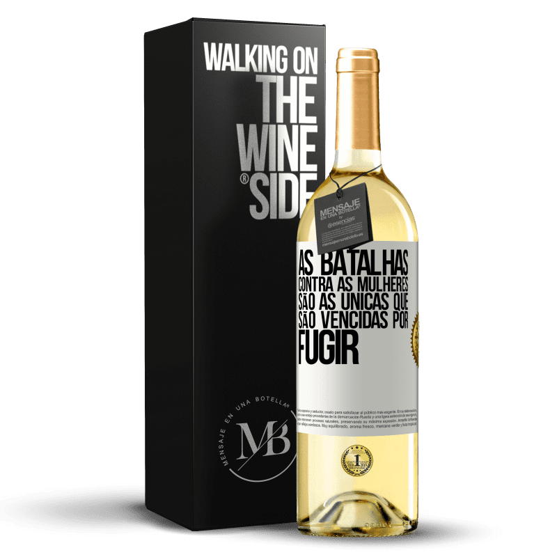 29,95 € Envio grátis | Vinho branco Edição WHITE As batalhas contra as mulheres são as únicas que são vencidas por fugir Etiqueta Branca. Etiqueta personalizável Vinho jovem Colheita 2024 Verdejo