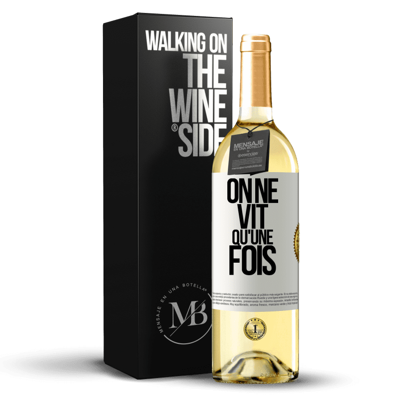 29,95 € Envoi gratuit | Vin blanc Édition WHITE On ne vit qu'une fois Étiquette Blanche. Étiquette personnalisable Vin jeune Récolte 2024 Verdejo