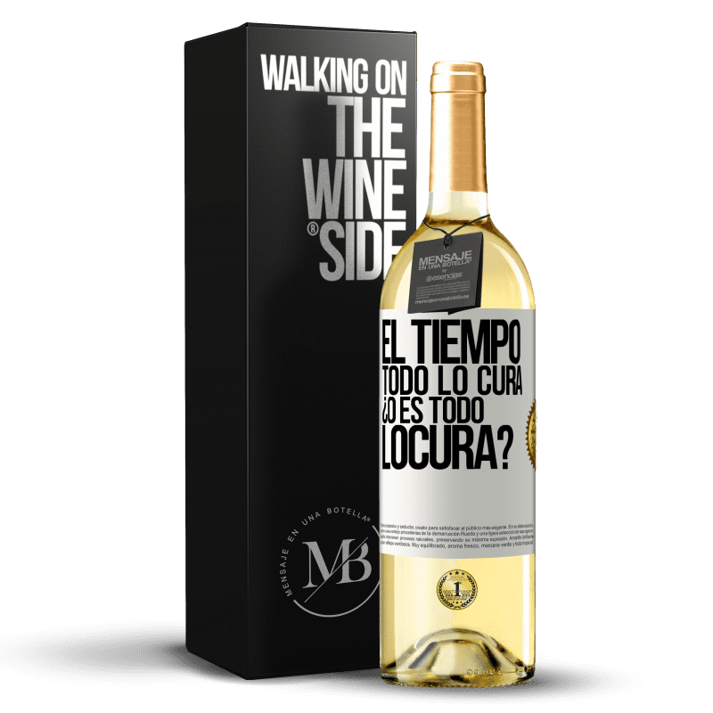 29,95 € Envío gratis | Vino Blanco Edición WHITE El tiempo todo lo cura, ¿o es todo locura? Etiqueta Blanca. Etiqueta personalizable Vino joven Cosecha 2024 Verdejo