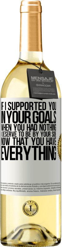 29,95 € | White Wine WHITE Edition If I supported you in your goals when you had nothing, I deserve to be by your side now that you have everything White Label. Customizable label Young wine Harvest 2023 Verdejo