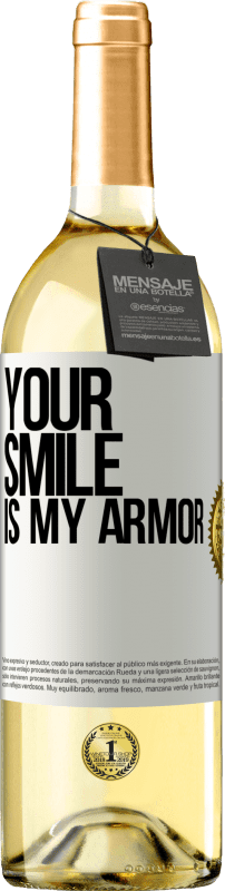 29,95 € Бесплатная доставка | Белое вино Издание WHITE Твоя улыбка - моя броня Белая этикетка. Настраиваемая этикетка Молодое вино Урожай 2023 Verdejo